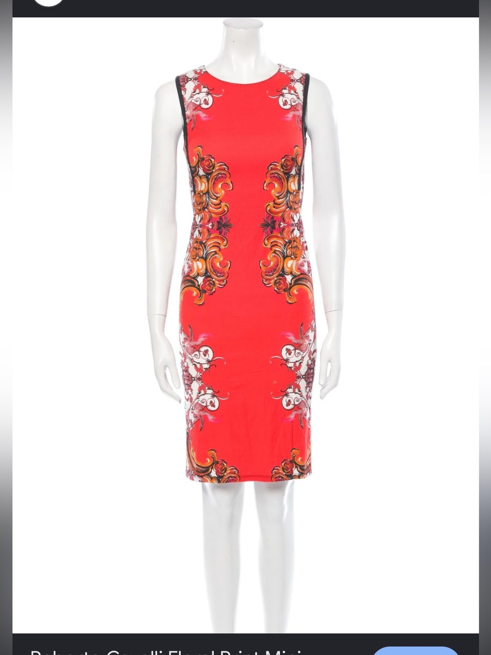Roberto Cavalli Bodycon Sheath Dress Orange Baroque Print Size 8 Designer Luxury - Picture 9 of 12